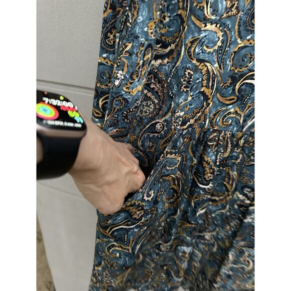 Garnet Hill paisley swirl Print drop waist silky viscose dress Sz 6 Boho Artsy - Picture 10 of 12